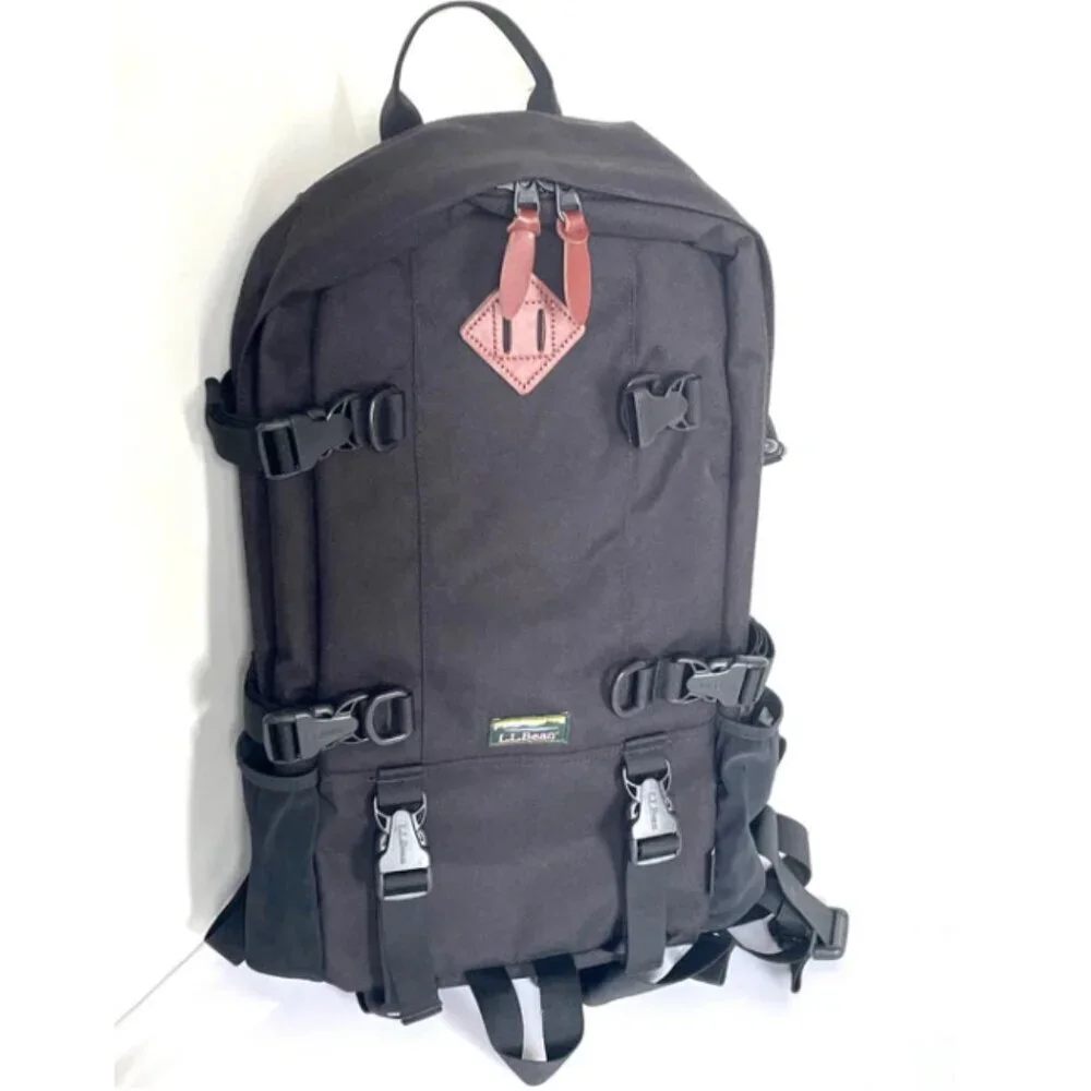 L.L.Bean Bigelow Cordura Backpack Black Nylon Day Hiking Mountain H2O